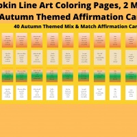 10 Pumpkin Line Art Coloring Pages, 2 Mad Libs, and 40 Autumn Themed Affirmation Cards