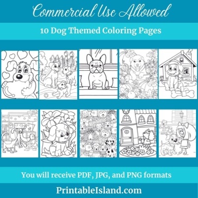 10 Dog Themed Coloring Pages